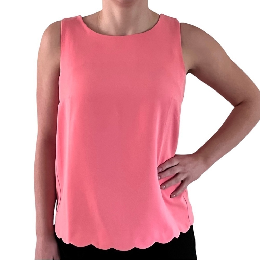 J. Crew Sleeveless Scalloped Hem Tulip Back Lined Top - Pink​​​​​​​​​​​​